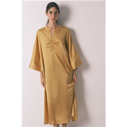 Vestido caftán satén mostaza