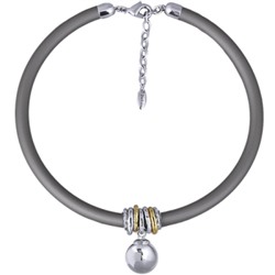 Колье Гевея (бусина 16мм, каучук серый; покрытие родий) 40-45см, Есть комплект