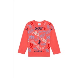 Çocuk Nar Çiçeği Bisiklet Yaka Sweatshirt