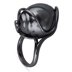 Кольцо (Майорка 18мм темно-серая; покрытие черный родий), Есть комплект