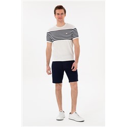 Erkek Slim Fit Bisiklet Yaka Beyaz Triko Tişört