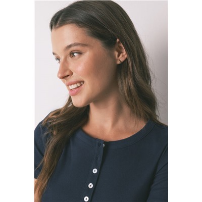 Camiseta manga corta algodón azul