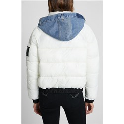 Chaqueta corta acolchada doble capucha