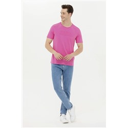 Erkek Pembe Bisiklet Yaka Tişört