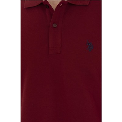 Erkek Slim Fit Polo Yaka Bordo Basic Tişört