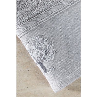 Orva Nakışlı %100 Pamuk 2'li El Havlusu - Gri - 30x45 cm
