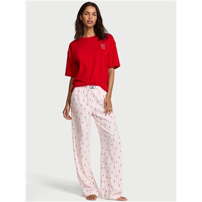 Victoria's Secret Flannel Short-Sleeve Long Tee-Jama Set