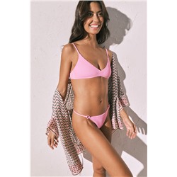 Braga bikini tanga textura crinkle rosa