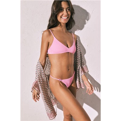 Braga bikini tanga textura crinkle rosa