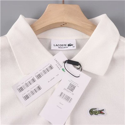 Однотонная хлопковая рубашка-поло с короткими рукавами 2 цвета ЛАКОСТ*Е