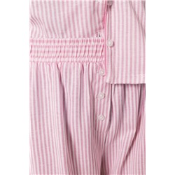 Pijama camisero largo rayas rosa algodón