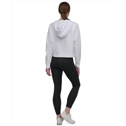 DKNY Women's Active Stacked Metallic-Logo Hooded Top