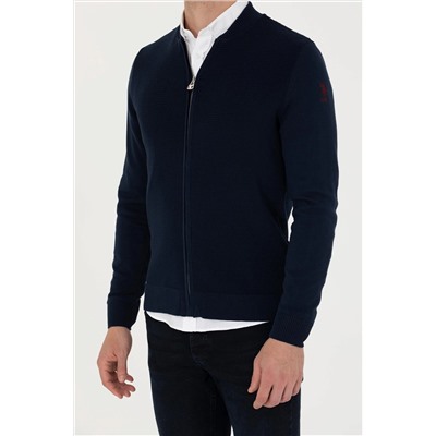 Erkek Lacivert Basic Triko Hırka