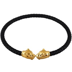 Чокер Пантера (кристаллы SW черные, натуральная кожа; покрытие золото), Есть комплект