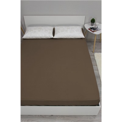 Простыня на резинке горький шоколад 180х200  бязь 120гр/м Текстильная коллекция