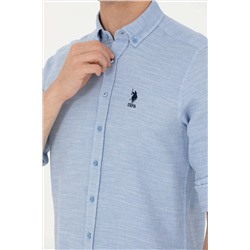 Erkek Mavi Uzun Kollu Gömlek