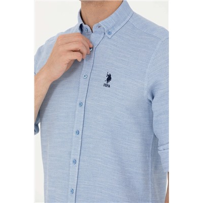 Erkek Mavi Uzun Kollu Gömlek