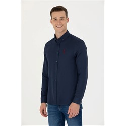 Erkek Lacivert Uzun Kollu Basic Gömlek