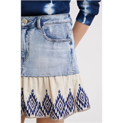 Minifalda vaquera patch de volantes