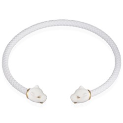 Чокер Пантера (эмаль белая, кожа белая, кристаллы SW белые; золото), Есть комплект