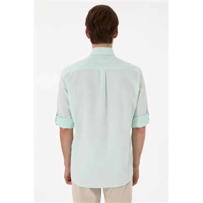 Erkek Mint Regular Fit Cepli Gömlek