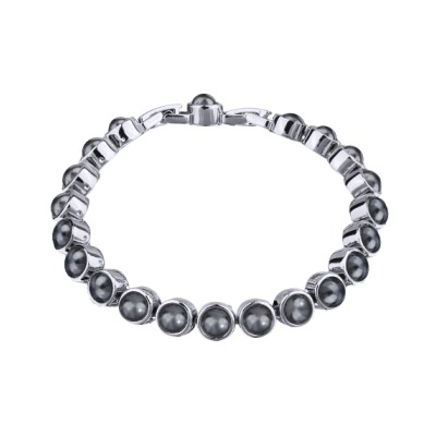 Браслет Теннис (Майорка темно-серая 6мм; покрытие родий) 18-20см, Есть комплект