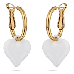 Серьги Сердцебиение (1, 6см, эмаль белая; покрытие золото), Есть комплект