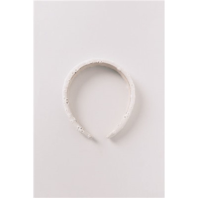 Diadema pelo bordado suizo blanco