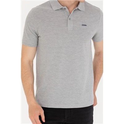 Erkek Gri Melanj Basic Polo Yaka Tişört