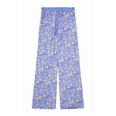 Pantalón largo viscosa flores azul