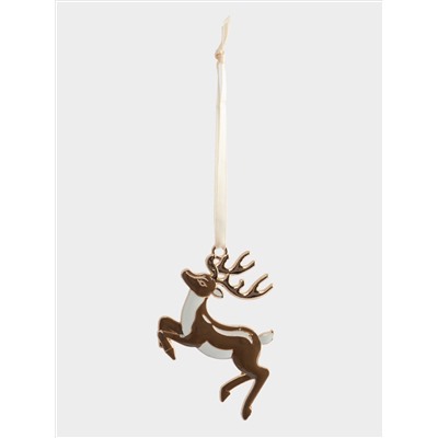 Игрушка елочная, 8 см, металл, золотистая, Прыгающий олень, New year