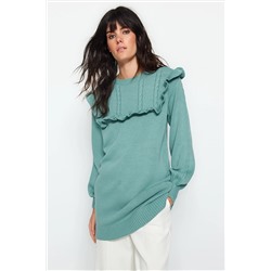 TRENDYOL MODEST Mint Fırfır Detaylı Triko Kazak TCTAW24AK00146