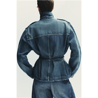 CHAQUETA LARGA DENIM TRF