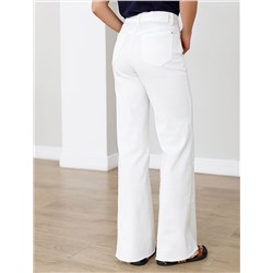 Джинсы клеш с прорезями и необработанным краем из эластичного денима средней плотности