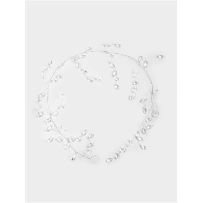 Ветка-гирлянда декоративная, 1,2 м, акрил/металл, серебристая, Кристаллы, Event
