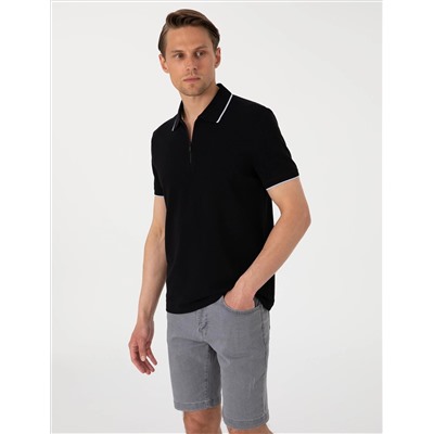 Siyah Slim Fit Polo Yaka Tişört