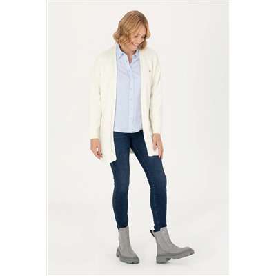 Kadın Krem Melanj Triko Hırka