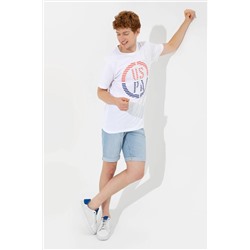 Erkek Beyaz Bisiklet Yaka Tişört