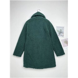 Женская шуба темно-зеленого из искусственного меха свободного кроя  Ank*o