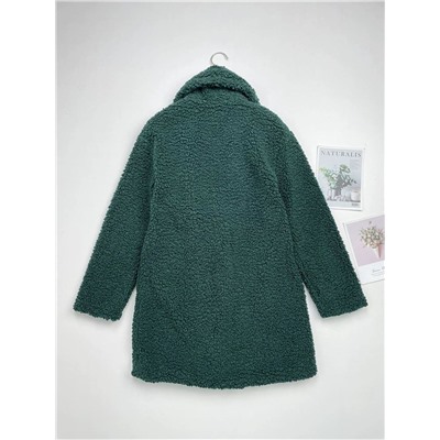 Женская шуба темно-зеленого из искусственного меха свободного кроя  Ank*o