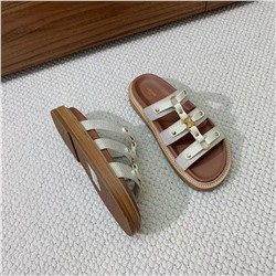 Женские шлепки СЕЛИ*Н (лен + натуральная кожа)