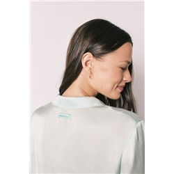 Pijama camisero largo satén verde