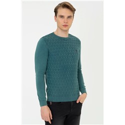 Erkek Yeşil Basic Kazak