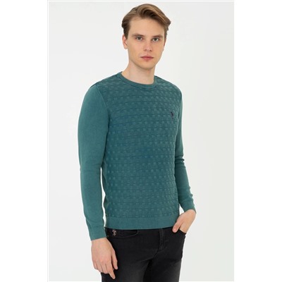 Erkek Yeşil Basic Kazak