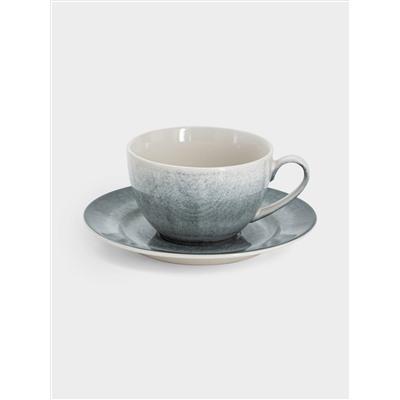 Пара чайная, 1 перс, 2 пр, 220 мл, керамика, серо-голубая, Vulcano