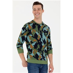 Erkek Yeşil Bisiklet Yaka Sweatshirt