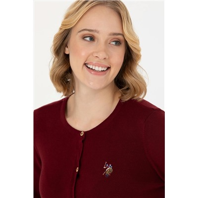 Kadın Bordo Basic Triko Hırka