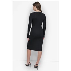 LONG SLEEVE ZIP FRONT SWEATER DRESS
