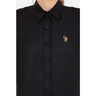 Kadın Siyah Uzun Kollu Basic Gömlek