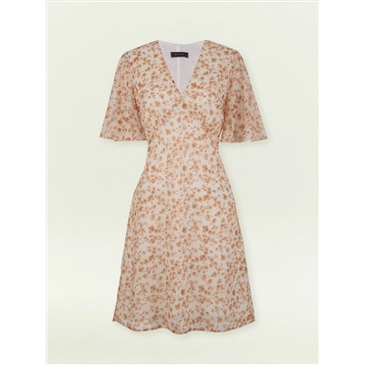 Платье мини из шифона с цветочным принтом, PL1724/voile